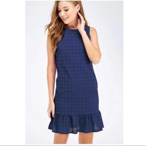 J. Crew Navy Anna Dress in Organza Eyelet 14 NWT